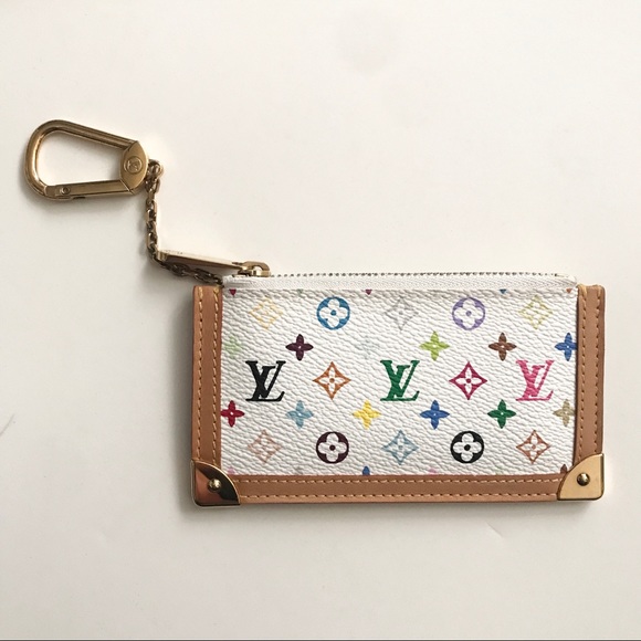 Louis Vuitton Multicolor Monogram Pochette Key Cles Pouch White Blanc Murakami - Picture 2 of 16